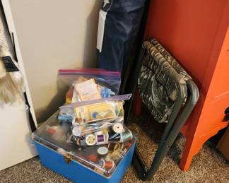sewing supply and 2 sewing machines