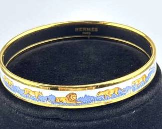 HERMES Vintage 'Pride of Lions' Enamel Bangle