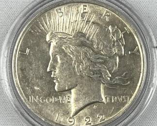 1922 Peace Silver Dollar, Nice Luster, US $1