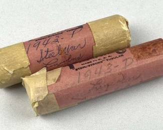 1943 & 1943-D US Steel Cent WWII Rolls, Circ.
