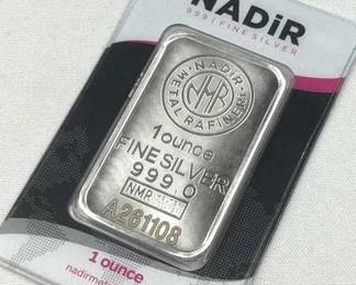 1oz Silver Bar, NADiR .999