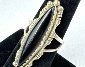 925 Silver Oblong Black Onyx Ring
