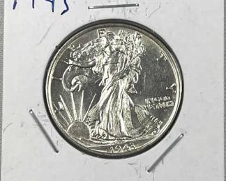1943 Walking Liberty Silver Half, AU to BU