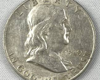 1949-D Franklin Silver Half Dollar, US 50c
