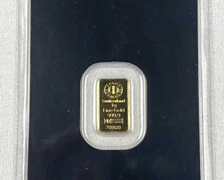 1g Gold Bar, Switzerland Argor-Heraeus .9999