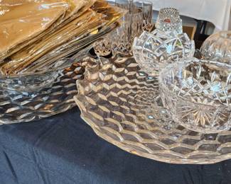 hundreds of pieces of Fostoria including boxes full in garage