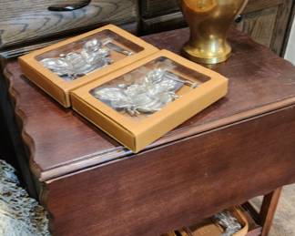 brass, pewter, crystal