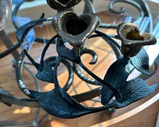Brass and wrought iron candleholder