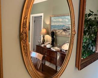 oval gold leaf mirror