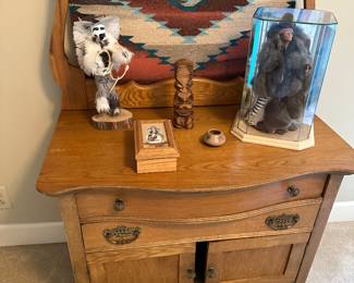 Blackfoot maiden sculpture under glass, American Indian dancer with eagles mask 