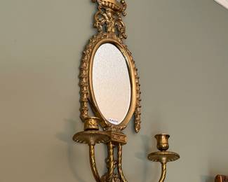 Double Brass candlestick and mirror