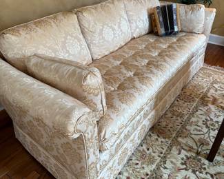 Vintage mid century gold tone Sofa with tufted down  cushion