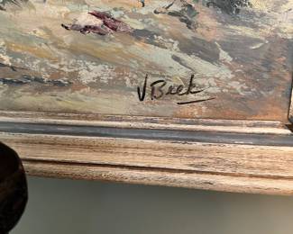 V Beek signature on oil on canvas painting