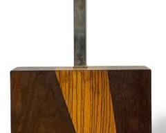 Vintage Mid Century Modern MCM Two Tone solid Wood Block Lamp