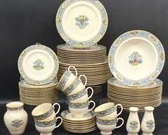 Fine Lenox Autumn 24K Hand Decorated Gold Trim China Dinner Plates, Salad Plates, Soup Bowls, Desert Plates, Saucers, Tea Cups, Salt Pepper Shakers, and Vase