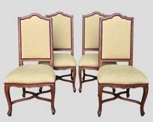 4 Ethan Allen French Provincial Wood Dining Chairs Upholstered Clean