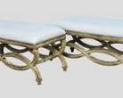 Pair Uttermost Beautiful Hollywood Regency Style Scrolled Base Ottoman Benches