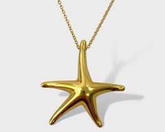 Fine Tiffany & Co. 18K Yellow Gold Figural Starfish Pendant Necklace