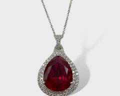 Fine Sterling Silver Red Gemstone Pendant Necklace