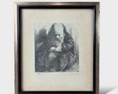 Charles Bragg Male Portrait Judaica Pencil Signed Lithograph 93/200