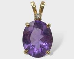 Fine 14K Yellow Gold Amethyst Gemstone Pendant