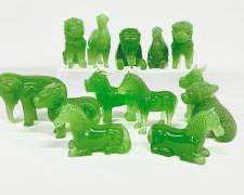 Franklin Mint Jade Sitting Figural Animal Horse, Lions, Elephants Imperial Chinese