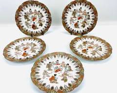 5pc Antique 19thC Japanese Dinner Plate Lot