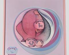 G.E. Mullan Pencil Signed Native American Print Multi Layered Mat Treatment Pink Frame