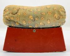Antique Japanese Meiji Period Wood Lacquer And Cloth Pillow