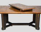 High End Jay Spectra for Century Furniture Machine Age Modernist Art Deco Style MCM Fabulous Dining Table BurlWood Top and Bronze colored Painted Wood Base with extension leaf