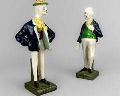 Antique Irish Edmund Burke Hand-Painted Pottery Figurine Pair