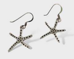 Fine Sterling Silver Figural Starfish Pierced Dangle Earrings