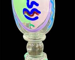 Signed Katherine Bernstein Art Glass Portrait Goblet