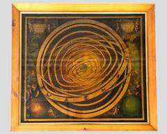 Antique Print Celestial Spheres Earth and Its Solar System Featuring Adorable Cherubs and Ladies Wood Frame