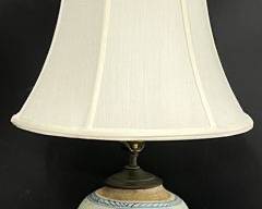 Vintage Chinese Blue and White Porcelain Ginger Jar Table Lamp Carved wood Base