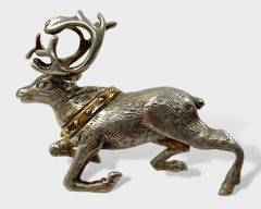 Fine Tiffany & Co. Sterling Silver & 18K Yellow Gold Figural Reindeer Brooch Pin