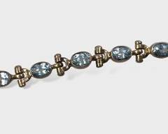 Fine Sterling Silver Blue Topaz Link Bracelet 7.5