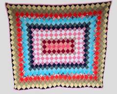 Vintage Handmade Trip Around the world Quilt Multi Colored