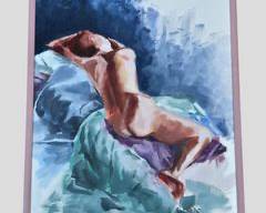 Impressionist Nude Acrylic Painting Framed