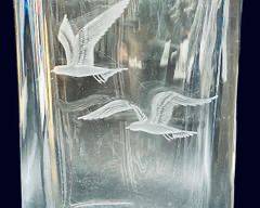 Signed Strom Berg Shyttan EtchedCrystal Art Glass Vase