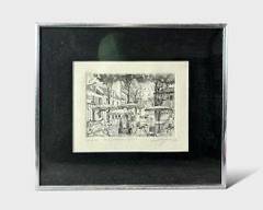 1982 Parisian Market Scene 143/150 Pencil Signed Etching Framed