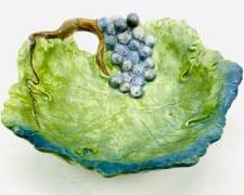 Vintage 1940s Unmarked Weller American Art Pottery Grape Dish