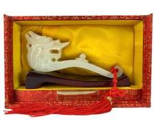 Finely Carved Chinese White Jade Ruyi Dragon Scepter