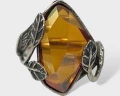 Fine Silpada Sterling Silver Amber Swarvorski Crystal Ring Size 6.5