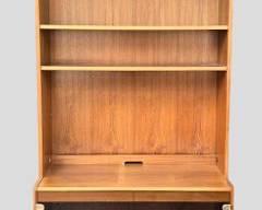 Vintage Danish Mid Century Modern MCM Bookcase Cabinet with 6 Shelves and 2 Glass front Removable Doors