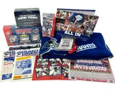 Sealed 2008 Topps & Upper Deck New York Giants Super Bowl XLII Trading Card Sets With All In Official Giants Commemorative Book, Vintage Giants Digest Publications, & More Sports Memorabilia