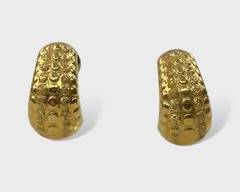 Fine 18K Yellow Gold Pierced Earrings W/ Omega Backs