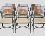 6 Fantastic Wood and Aluminum Dining Chairs Featuring Hand carved Sunburst Design