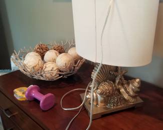 Seashell table lamp; shell decor