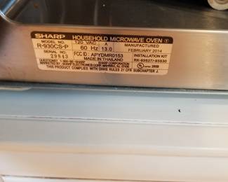 Sharp microwave/convection oven mfg. Feb. 2014